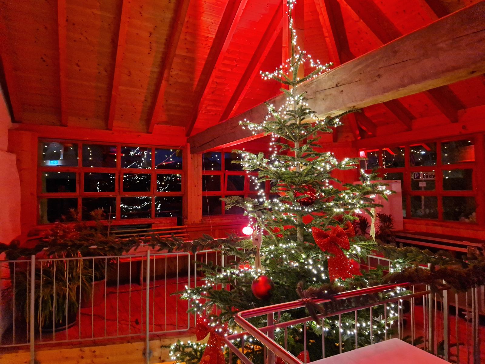 Festively lit Christmas tree in Advent